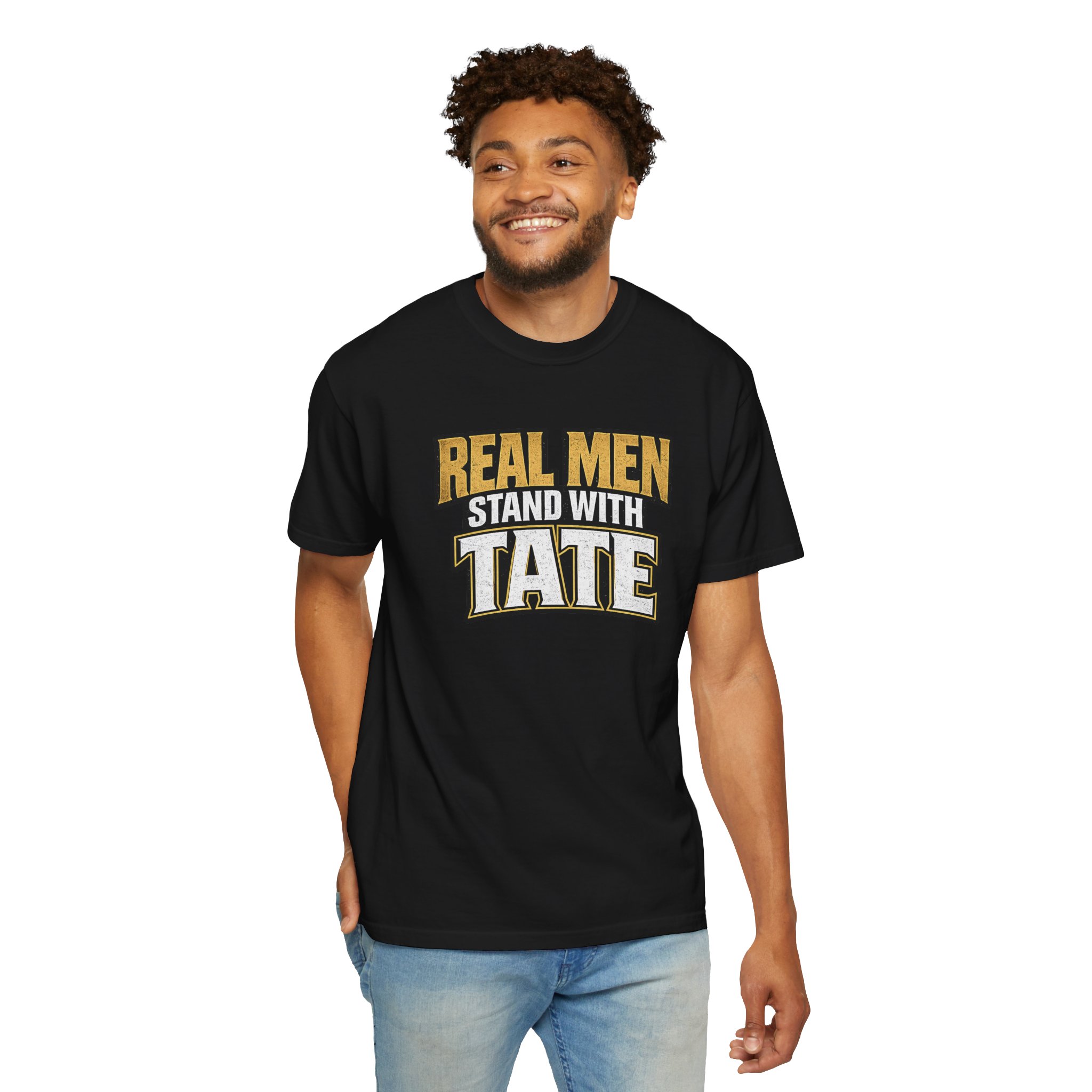 Real Men Stand With Tate - Unisex Garment-Dyed T-shirt - Image 9