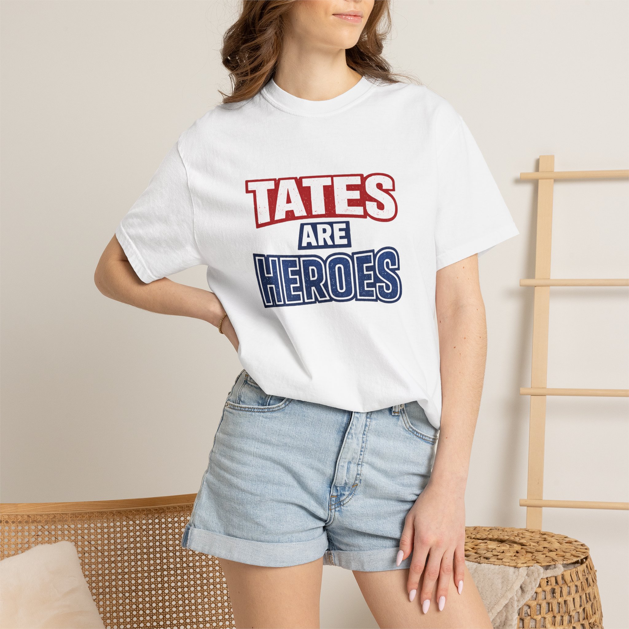 Tates Are Heroes - Unisex Garment-Dyed T-shirt - Image 4